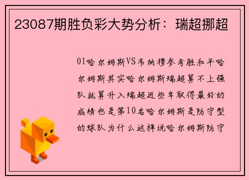 23087期胜负彩大势分析：瑞超挪超